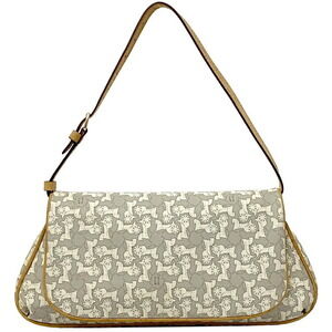 Celine Shoulder Bag Gray White Beige Sulky Accessory Clutch Handbag Carriage